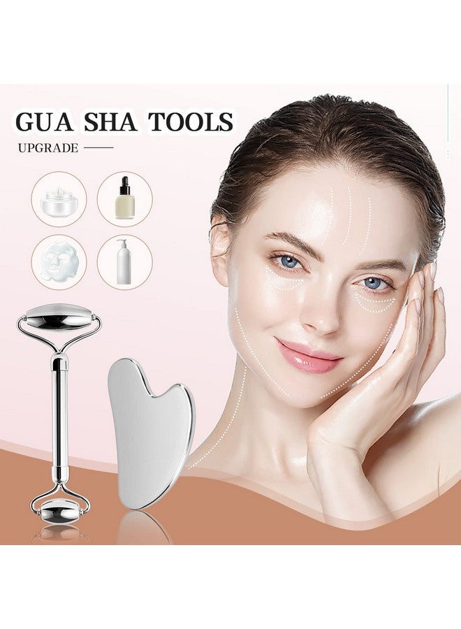 CUTELIILI Stainless Steel Facial Roller & Gua Sha - Metallic Gua Sha, Gua Sha Facial Tools 304 Stainless Steel, Face Body Treatment, Reduce Puffiness, Lymphatic Drainage, Facial Tension - Image 2