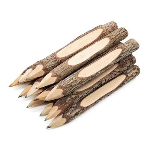 BSIRI Pencil Wood Favors of Graphite Wooden Tree Rustic Twig Pencils Birch of 12 Camping Lumberjack Decorations Party Supplies Novelty Gifts Bark Pencils Gifts (5 Inch Personalized) - Image 1