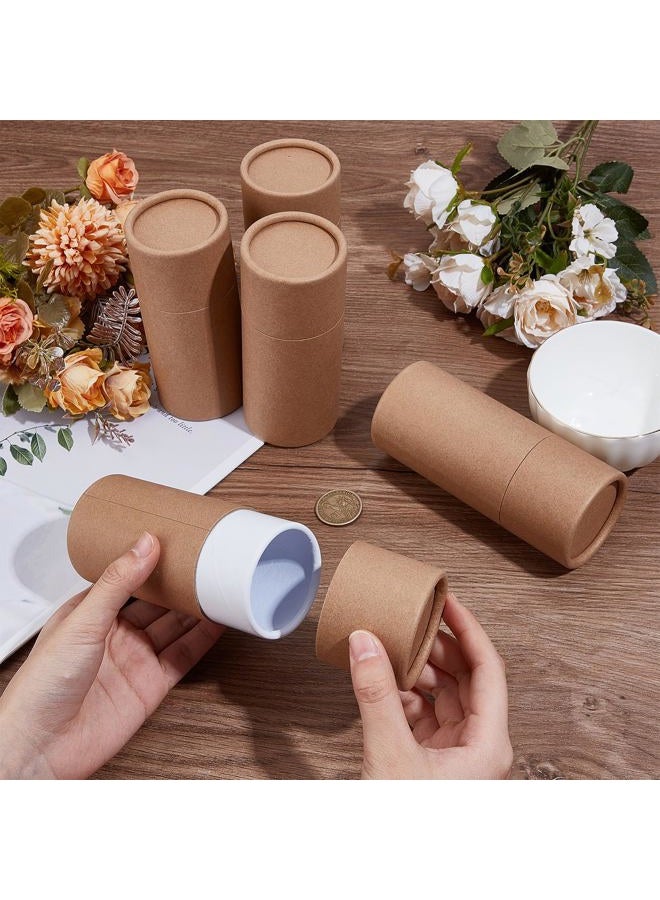 NICENEEDED 5Pcs 100ML Kraft Paper Tubes with Lid, Cardboard Boxes Empty Kraft Paper Jar Round Containers, Essential Oil Bottle Packaging Box Kraft Paper Containers for Tea Coffee Crafts - Image 4
