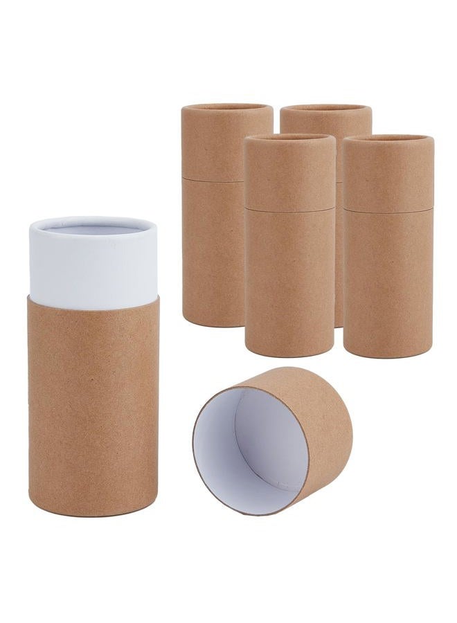 NICENEEDED 5Pcs 100ML Kraft Paper Tubes with Lid, Cardboard Boxes Empty Kraft Paper Jar Round Containers, Essential Oil Bottle Packaging Box Kraft Paper Containers for Tea Coffee Crafts - Image 1