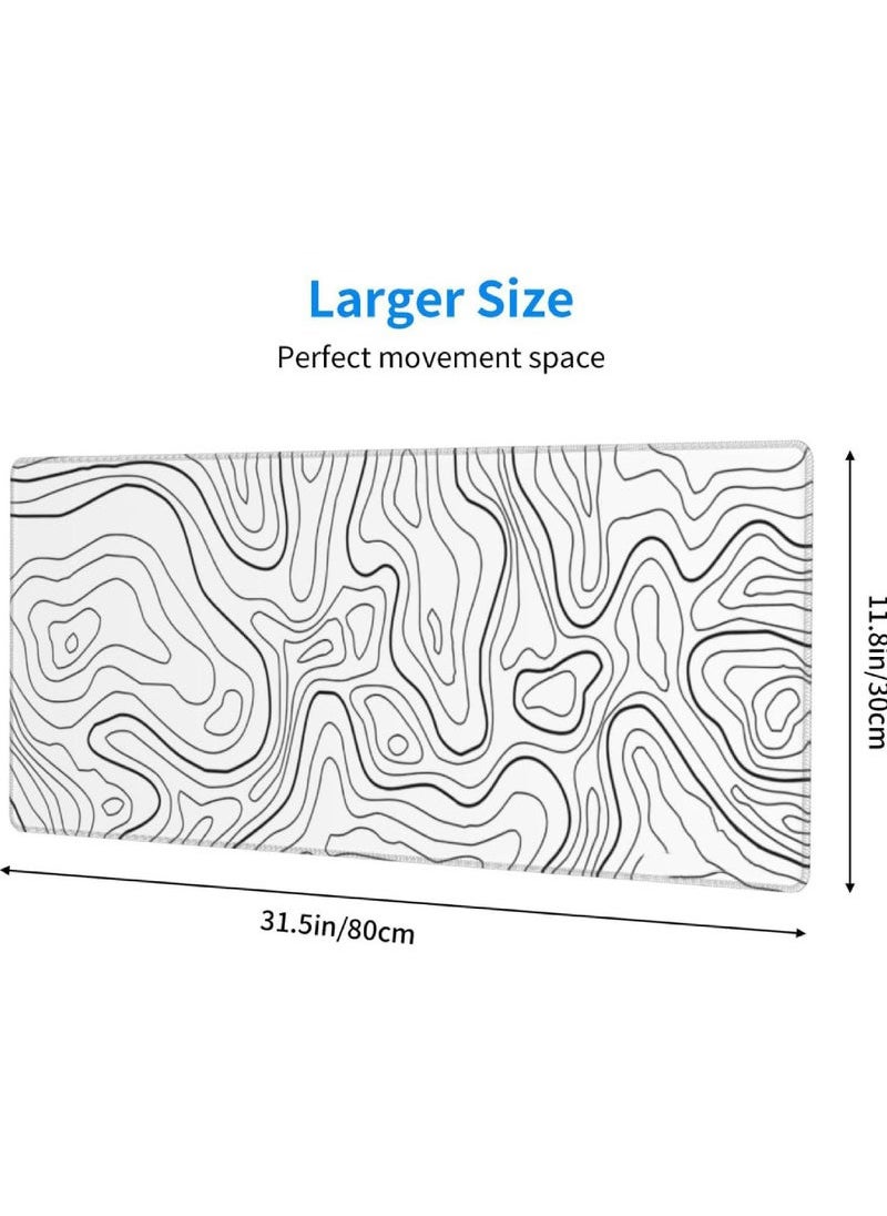URBBKING - Gaming Laptop Mouse Pad Topographic Gaming Mouse Pad Big Desk Pads PC Keyboard Non-Slip 800 * 300 * 3mm Thick Rubber Table Mat Mouse Pads - Image 1