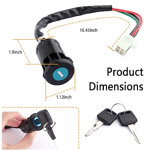 Salior Ignition Switch with Key,Standard 4 Wire Ignition Lock Cylinder Fit for 50-250cc Motorcycle,Scooter,ATV,Pocket Bike,Dirt Bike,Motorcycle Accessories Ignition Switch Cylinder - Image 2