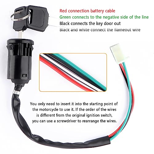 Salior Ignition Switch with Key,Standard 4 Wire Ignition Lock Cylinder Fit for 50-250cc Motorcycle,Scooter,ATV,Pocket Bike,Dirt Bike,Motorcycle Accessories Ignition Switch Cylinder - Image 5