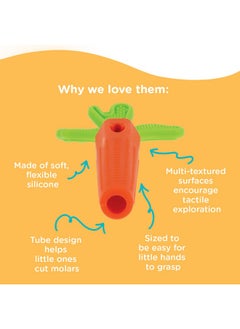 Nuby Silicone Carrot Tube Teether - Baby Teething Toy - Massaging Bristles For Sore Gums - 3+ Months  - Image 2