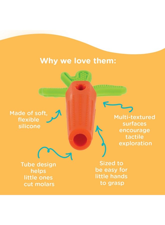 Nuby Silicone Carrot Tube Teether - Baby Teething Toy - Massaging Bristles For Sore Gums - 3+ Months - Image 2