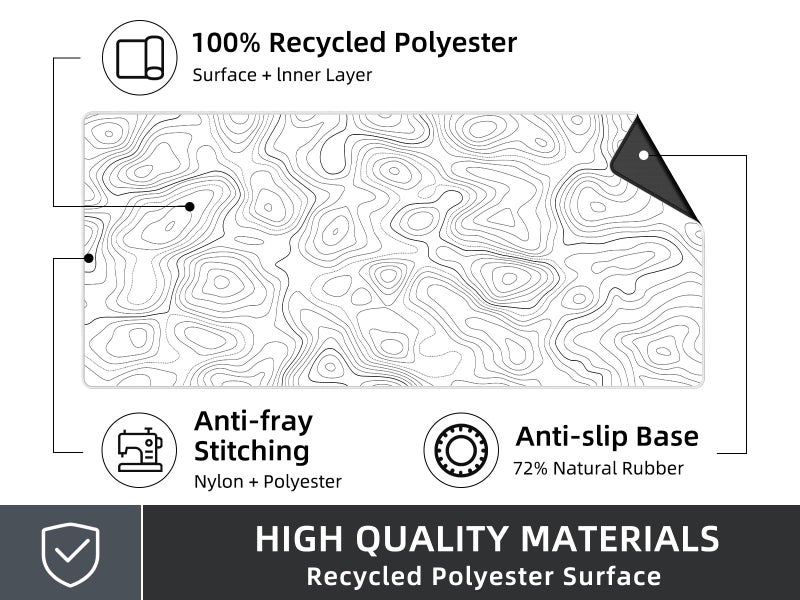 Rinaze Extra Large Gaming Mouse Pad with White Topographic, XXL Mousepad, Big Mouse Mat Desk Pad, Non Slip Keyboard Pad for Gaming Computer Laptop PC Office Desk Accessories - Image 4