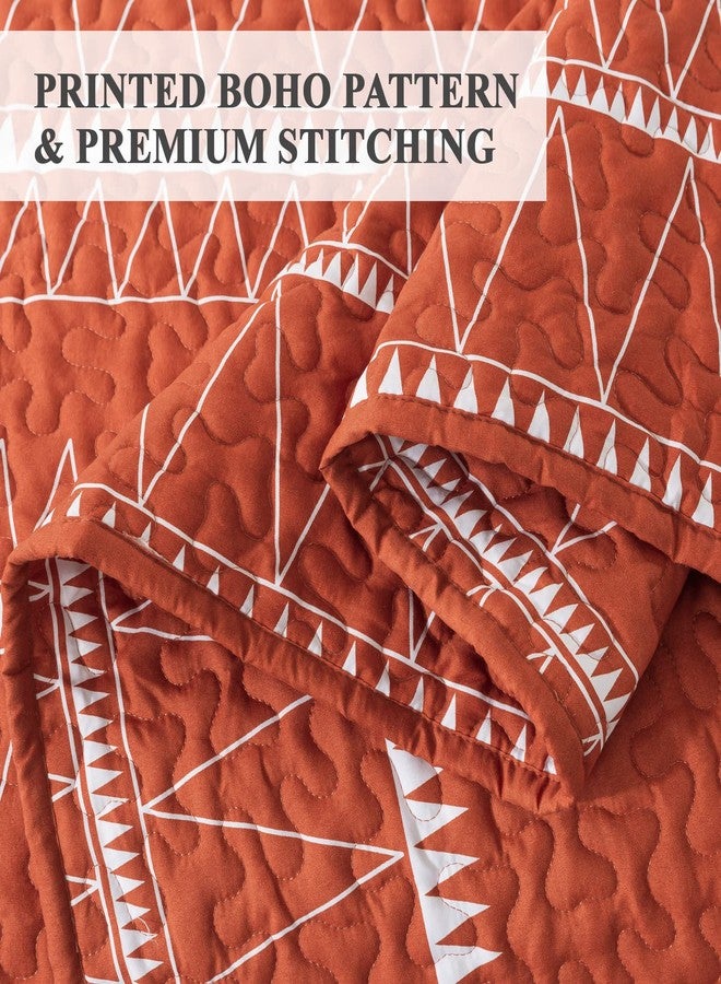 Andency Terracotta Quilts Queen Size, 3 Pieces Queen Quilt Bedding Set Boho Lightweight Soft Striped Bedspread for All Season (90"x96"), Printed Bohemian Microfiber Reversible Coverlet Comoforter Sets - Image 5
