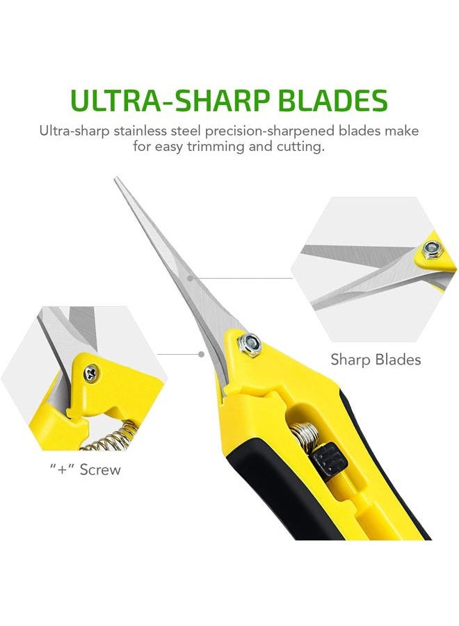 iPower 6.5 Inch Gardening Scissors Hand Pruner Pruning Shear for Gardening and Trimming, Heavy-Duty, Ultra Sharp Stainless Steel, Yellow, 3-Pack - Image 5