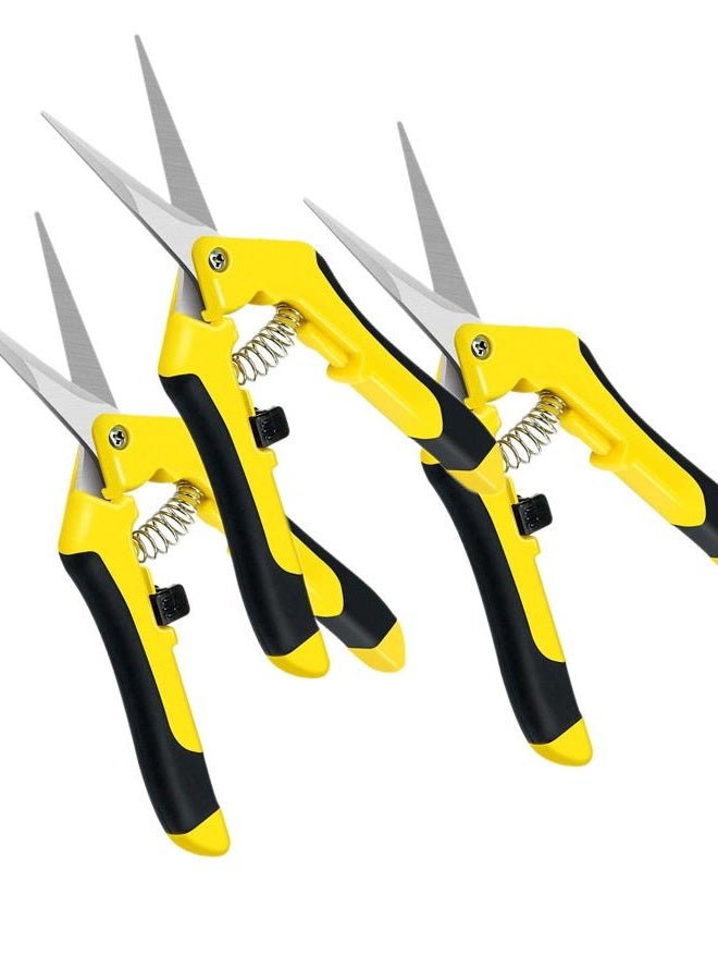 iPower 6.5 Inch Gardening Scissors Hand Pruner Pruning Shear for Gardening and Trimming, Heavy-Duty, Ultra Sharp Stainless Steel, Yellow, 3-Pack - Image 1