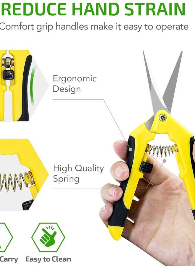 iPower 6.5 Inch Gardening Scissors Hand Pruner Pruning Shear for Gardening and Trimming, Heavy-Duty, Ultra Sharp Stainless Steel, Yellow, 3-Pack - Image 4