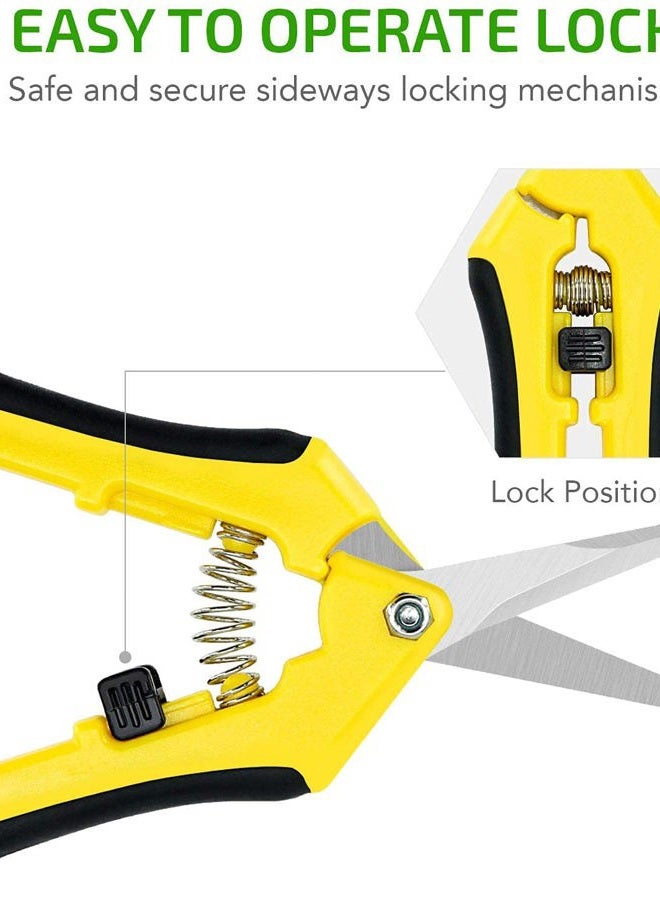 iPower 6.5 Inch Gardening Scissors Hand Pruner Pruning Shear for Gardening and Trimming, Heavy-Duty, Ultra Sharp Stainless Steel, Yellow, 3-Pack - Image 3