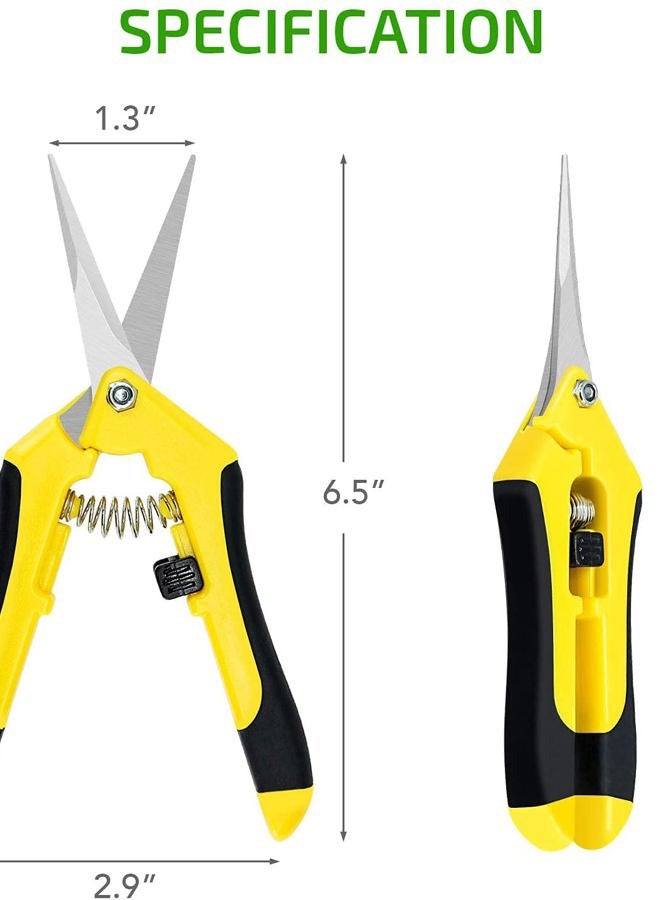iPower 6.5 Inch Gardening Scissors Hand Pruner Pruning Shear for Gardening and Trimming, Heavy-Duty, Ultra Sharp Stainless Steel, Yellow, 3-Pack - Image 2