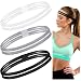 Shappy 3 Pieces DoubleStraps Sport Headbands Elastic Hairband NonSlip Sweatband for Women or MenBlack White Grey - Image 2