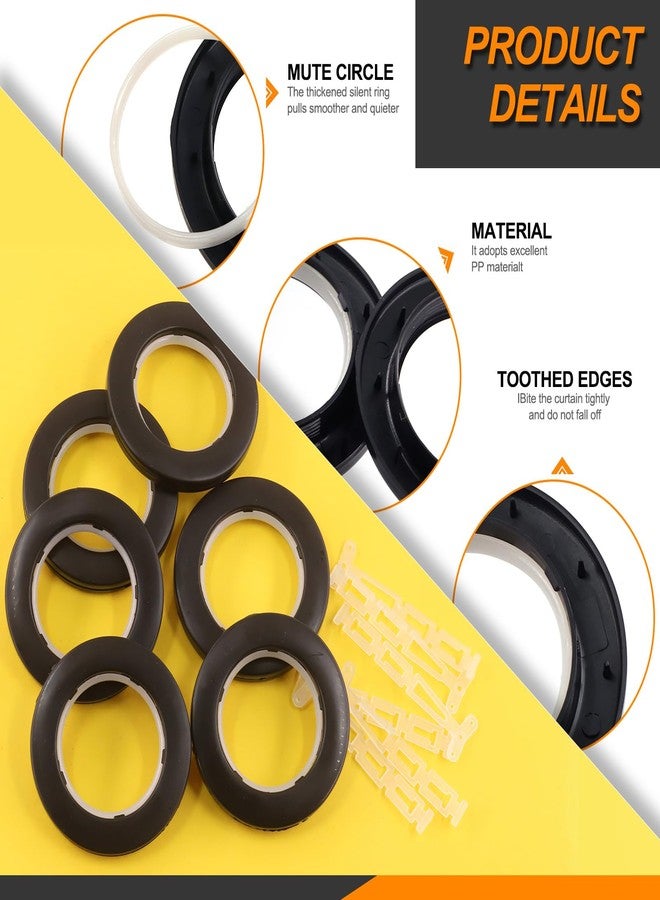 Rustark 20 Sets 1-5/8" (42mm) Inner Diameter Curtain Grommet with Connectors Black Round Plastic Curtain Rings Curtain Spacers Low Noise Curtain Rings DIY Roman Curtain Rings for Window Curtains - Image 4