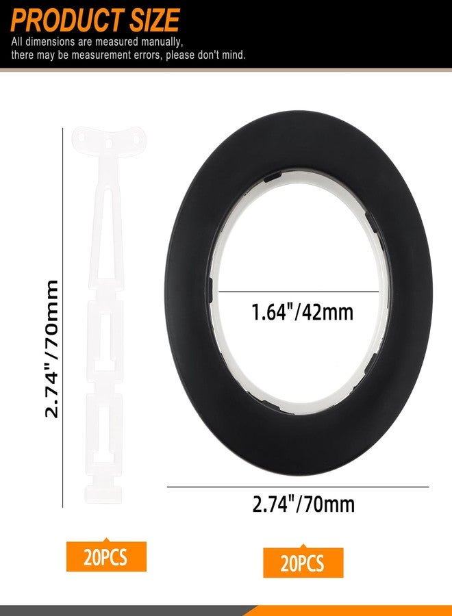 Rustark 20 Sets 1-5/8" (42mm) Inner Diameter Curtain Grommet with Connectors Black Round Plastic Curtain Rings Curtain Spacers Low Noise Curtain Rings DIY Roman Curtain Rings for Window Curtains - Image 2
