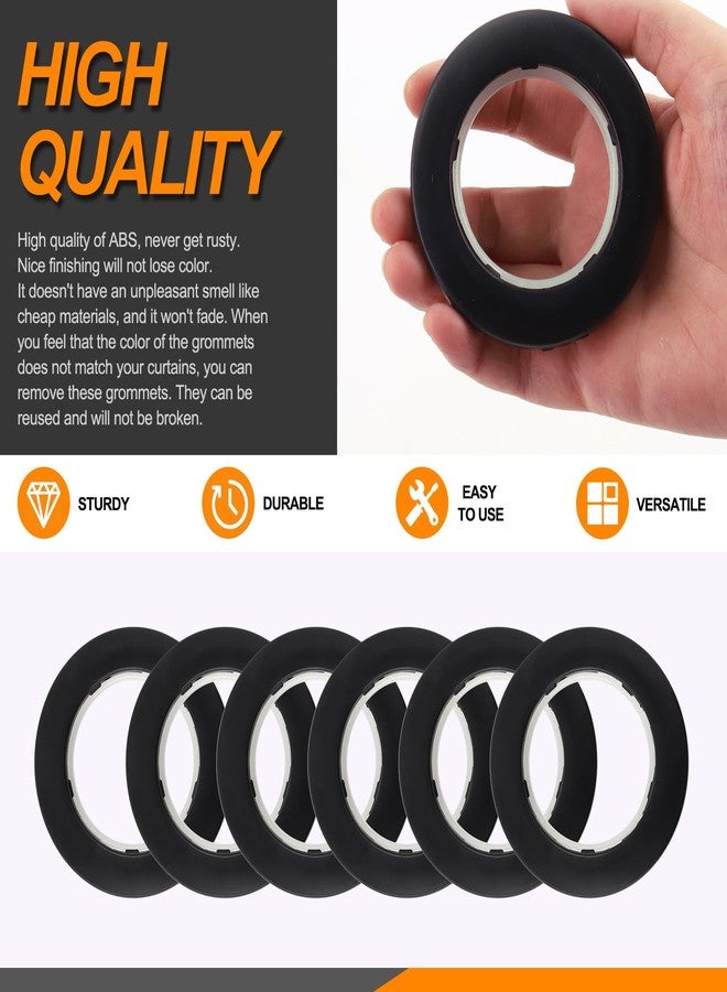 Rustark 20 Sets 1-5/8" (42mm) Inner Diameter Curtain Grommet with Connectors Black Round Plastic Curtain Rings Curtain Spacers Low Noise Curtain Rings DIY Roman Curtain Rings for Window Curtains - Image 3