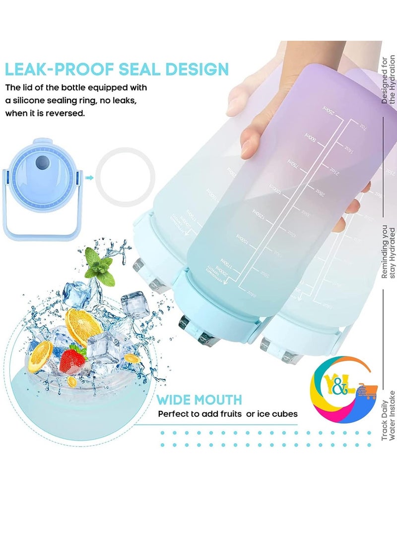 PAMEER Water Bottle,  64oz/2L Motivational Water Bottle with Straw and 2D+3D Stickers, Time Marker Sports Drinking Water Bottle, Leak-Proof BPA Free, Perfect for Office, Fitness, Gym & Outdoor Sports  - Image 5
