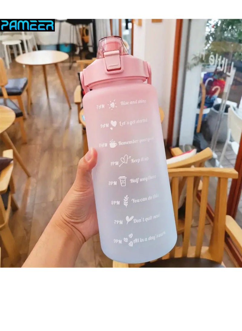 PAMEER Water Bottle,  64oz/2L Motivational Water Bottle with Straw and 2D+3D Stickers, Time Marker Sports Drinking Water Bottle, Leak-Proof BPA Free, Perfect for Office, Fitness, Gym & Outdoor Sports  - Image 2
