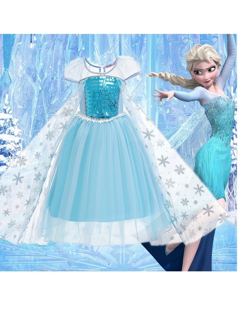 M MIAOYAN Girls' Ice and Snow Romance Princess Elsa Dress  - Image 1