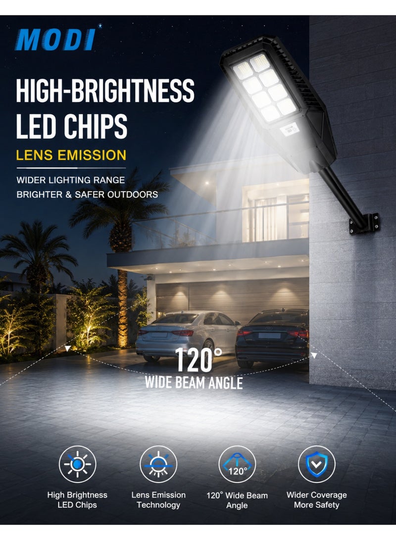 MODI 500W Solar Street Light, IP66 Waterproof, Motion Sensor, Remote Control, Dusk to Dawn, Outdoor Security Light for Garden, Driveway & Parking Lot - Image 5