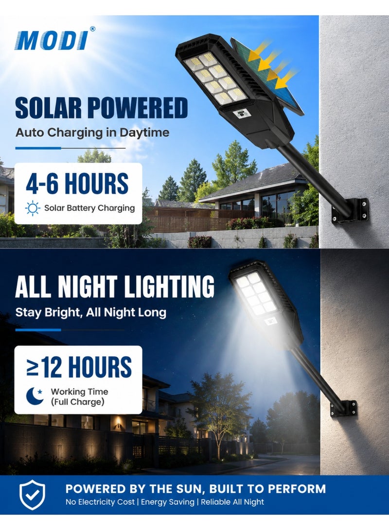 MODI 500W Solar Street Light, IP66 Waterproof, Motion Sensor, Remote Control, Dusk to Dawn, Outdoor Security Light for Garden, Driveway & Parking Lot - Image 3