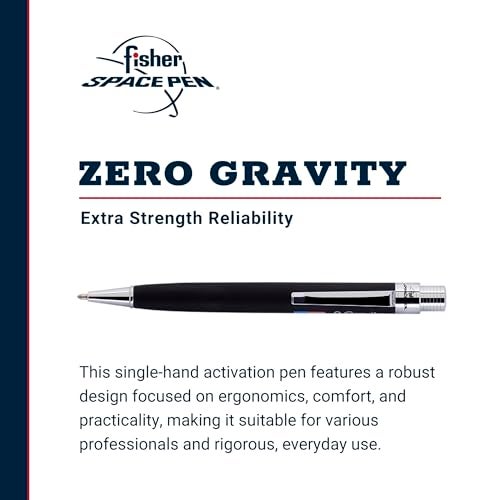 Fisher Space Pen Zero-Gravity Space Pen, U.S. Flag Imprint, Non-Reflective, Ballpoint, Black Rubber Finish, Black Ink, Pocket Clip, Gift Box - Image 2