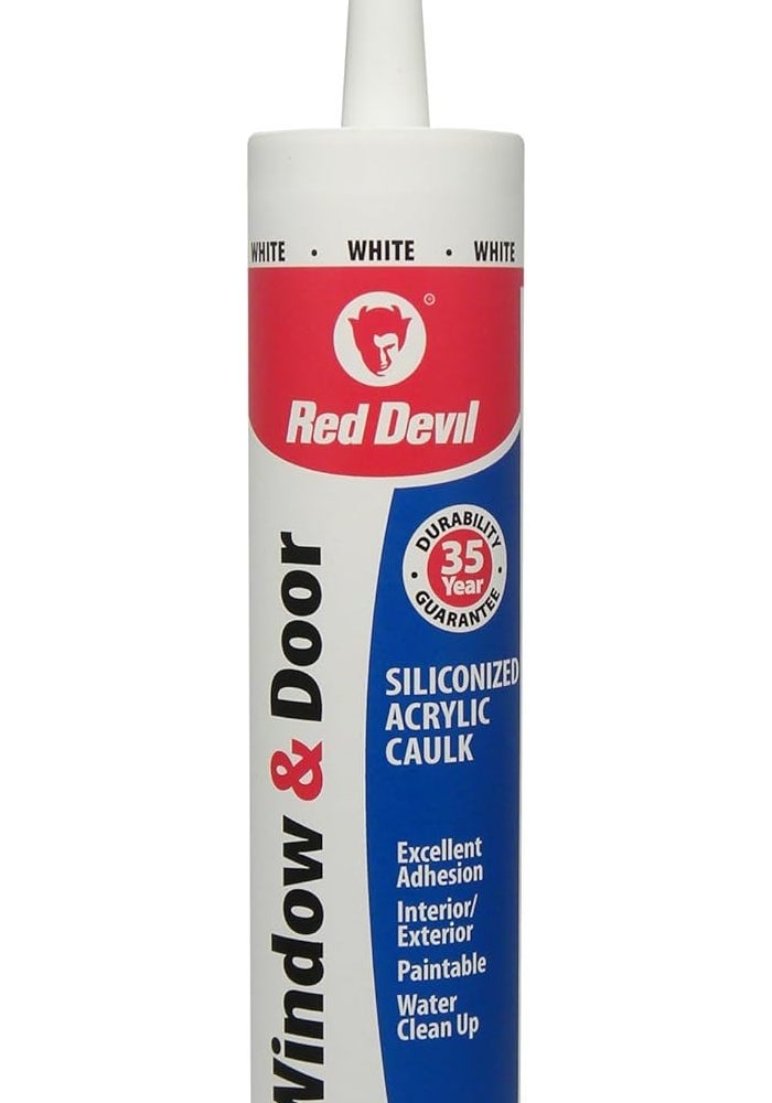 Red Devil 0846 Window & Door Siliconized Acrylic Caulk, White, 10.1 oz - Image 1