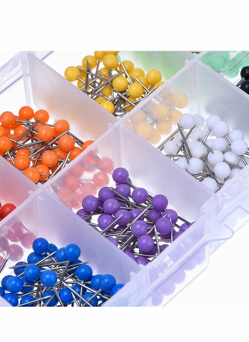 KASTWAVE - 500 Pieces 4mm Multi Color Map Push Pins Map Tacks with Plastic Round Heads and Steel Needle in reconfigurable Container for Bulletin Board Fabric Marking - Image 1