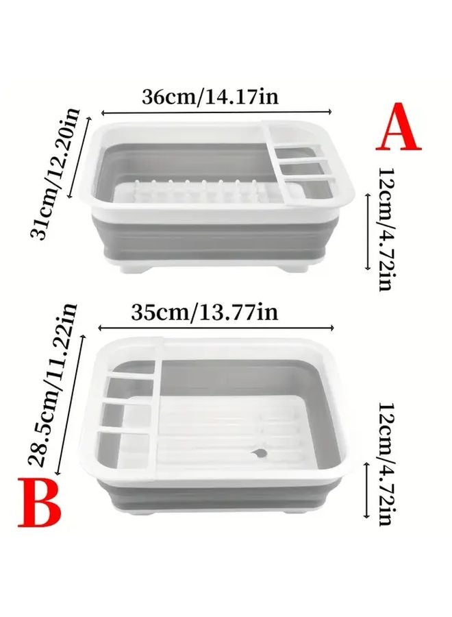 Gray Foldable Silicone Dish Rack With Drain Plug And Swivel Spout For Kitchen Counter Camping Home - Image 3
