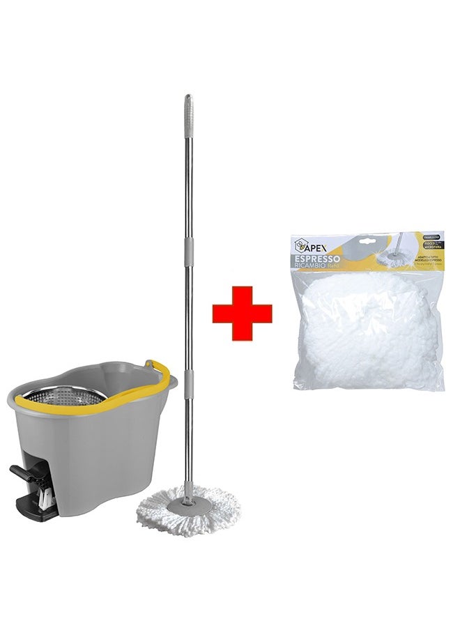 Foot Pedal Spin Mop With Bucket Stainless Steel Wringer Set And Free Microfibrer Refill White 40cm - pzsku/ZB2AE444B159C7D937F67Z/45/_/1695387823/3ac2ec92-649c-4016-acf0-04dd5faa9007