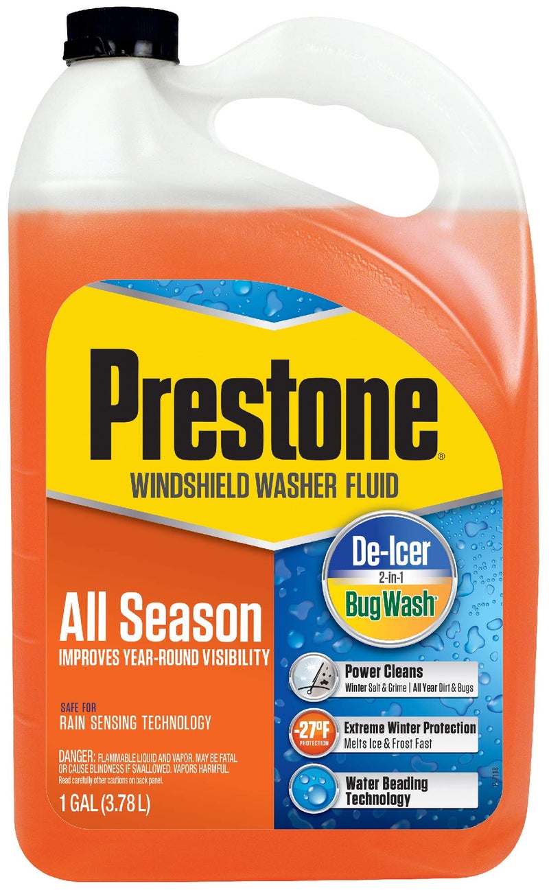 Prestone AS658 All Season 2-in-1 Windshield Washer Fluid, Year Round, De-Icer + Bugwash, 1 Gallon - Image 1