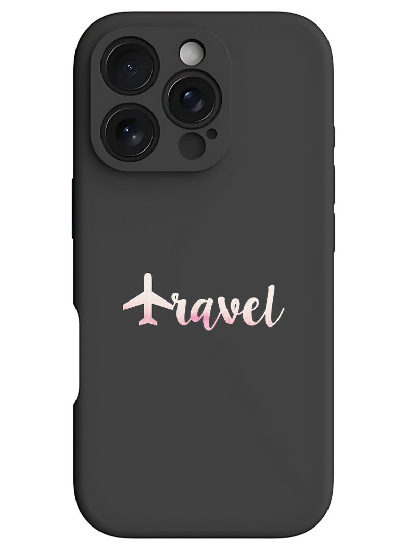 Theodor iPhone 16 Pro Max Black Protective Slim Fit Case Liquid Silicone Cover with Full Body Protection Anti-Scratch Shockproof Case For iPhone - Travel - Image 1