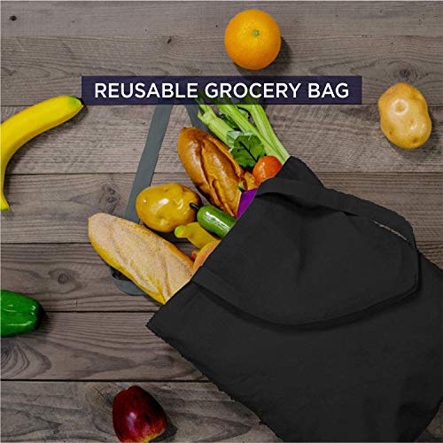 Lify Cotton Canvas Tote Bags Bulk Shopping Bag for Crafts, DIY Reusable Grocery Bag, 14 X 16 Inch – 6 Piece Pack (Black (3Piece)+ Grey(3Piece)) - Image 5