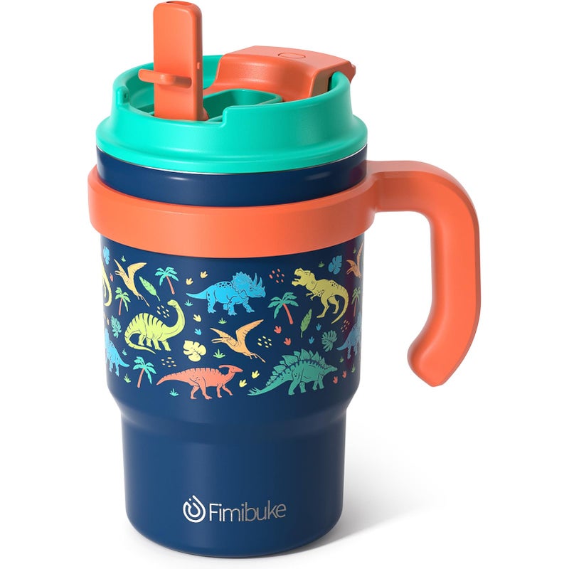 Fimibuke Kids Insulated Tumbler with Handle Straw 16oz Leak Proof Toddler Tumbler with SipSwig 2in1 Lid BPA FREE 188 Stainless Steel Kids Water Bottle Drinking Cups Travel Mugs for Boys Girls