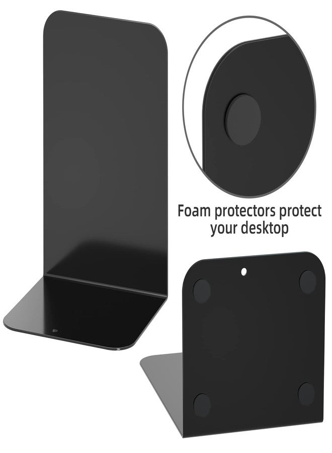 VFINE Bookends 3 Pairs, Black Metal Book Ends, Heavy Bookends for Shelves, Book Stopper for Heavy Books, Book Organizer for Home Office School Supplies - Image 5