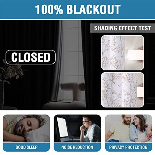 BFAM Floral Print 100% Blackout Curtain with Black Linning at Back, Floral Print Curtains for Living Room/Bedroom Thermal Insulated Energey Saving Flower Curtain, Pack of 1 Curtain - Image 2
