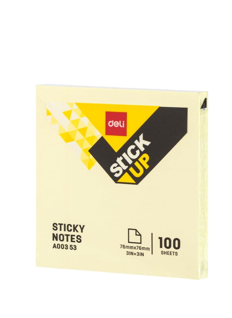 Deli - 24 Sticky Notes, 3”x3”,  (76mmx76mm)24 Pads, Pastel Yellow Colors Sticky Notes, Sticky Note, Self-Stick Note Pads, Sticky Pads Sticky Notes Aesthetic, Colorful Sticky Notes, Sticky Notes Bulk Sticky Notes 2400 pcs - Image 1