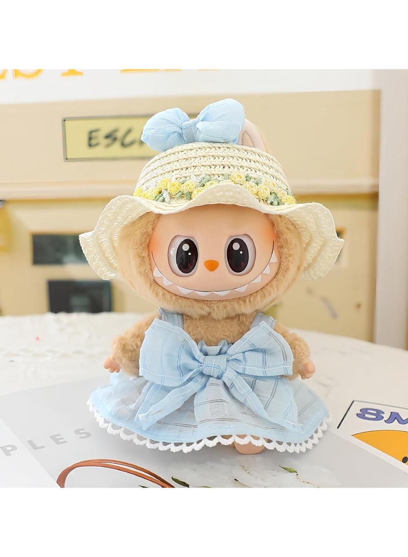 general Labubu Clothes, Labubu Doll Accessories, Labubu Clothing Set 3 Pieces for 15 & 17cm Dolls, Hair Clip Hat Clothes for Labubu Keychain - Image 2