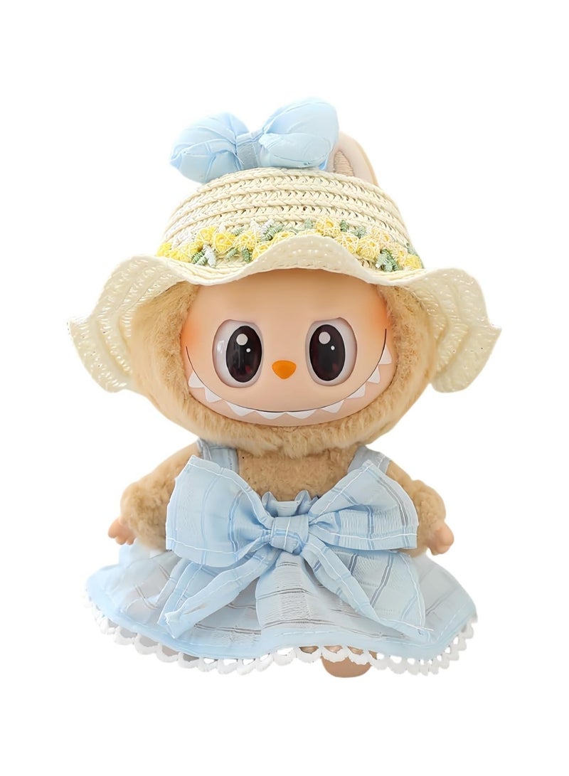 general Labubu Clothes, Labubu Doll Accessories, Labubu Clothing Set 3 Pieces for 15 & 17cm Dolls, Hair Clip Hat Clothes for Labubu Keychain - Image 1