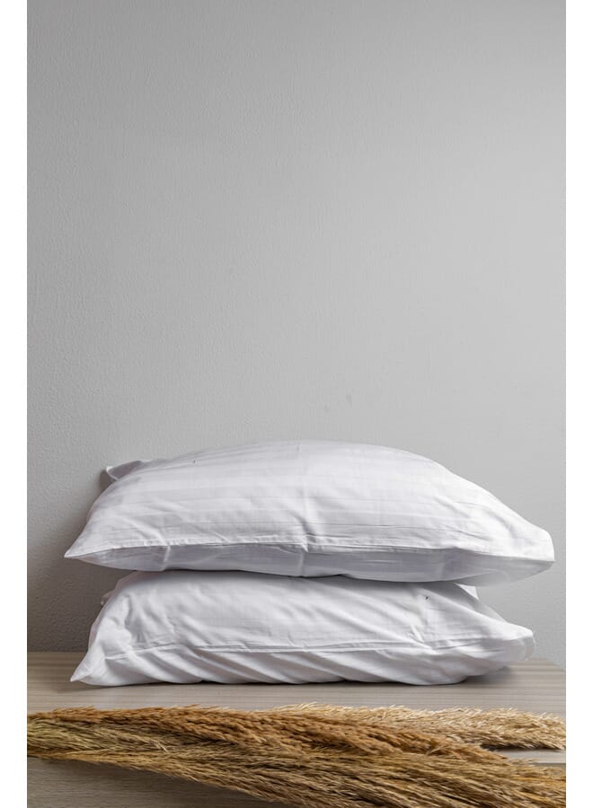 محلة مجموعة أغطية وسائد  - ساتان - 2 قطع -أبيض -50*70 cm -قطن مصري 100‎%