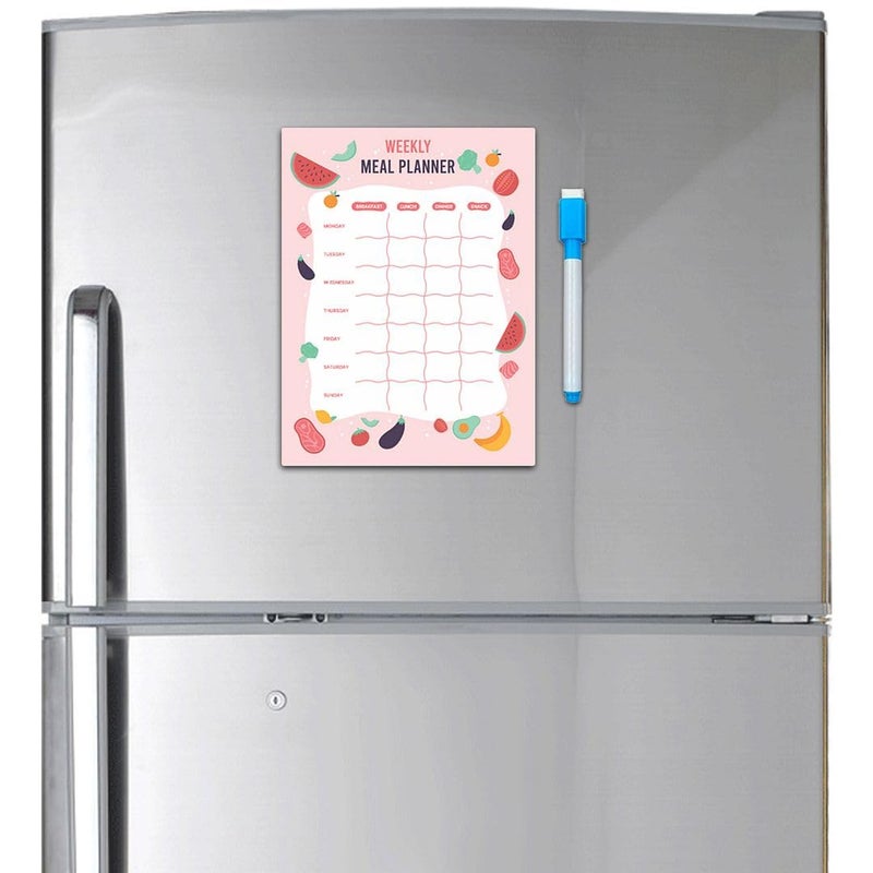CVANU CVANU Weekly Meal Planner Magnetic Routine Planner Vinyl Sheet with Marker Dry Eraser on Markers Cap for Refrigerator Door 12inchX9inch_659 