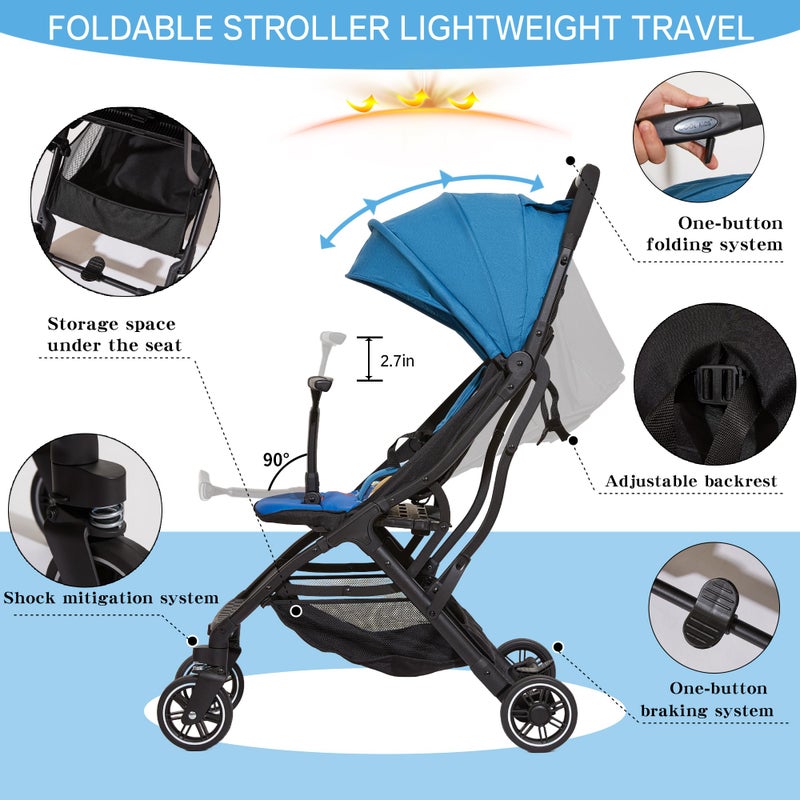 Cool Kids Umbrella Stroller for Baby, Portable Stroller with Automatic Folding Function Suitable for Walking, Shopping, and Amusement Parks - Image 3