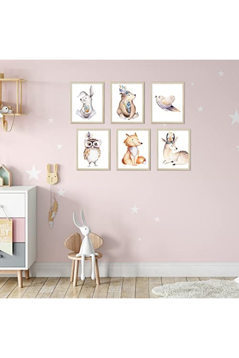 Insire Woodland Nursery Decor Jungle Nursery Decor Nursery Wall Art - Set of 6 Woodland Nursery Decor For Boys Girls Cute Posters Animal Posters - Woodland Animals Nursery Art Woodland Animals Decor UNFRAMED - Image 5
