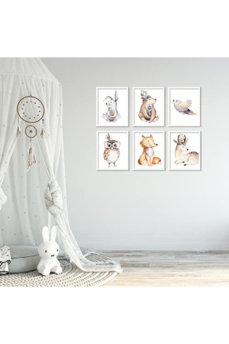 Insire Woodland Nursery Decor Jungle Nursery Decor Nursery Wall Art - Set of 6 Woodland Nursery Decor For Boys Girls Cute Posters Animal Posters - Woodland Animals Nursery Art Woodland Animals Decor UNFRAMED - Image 3