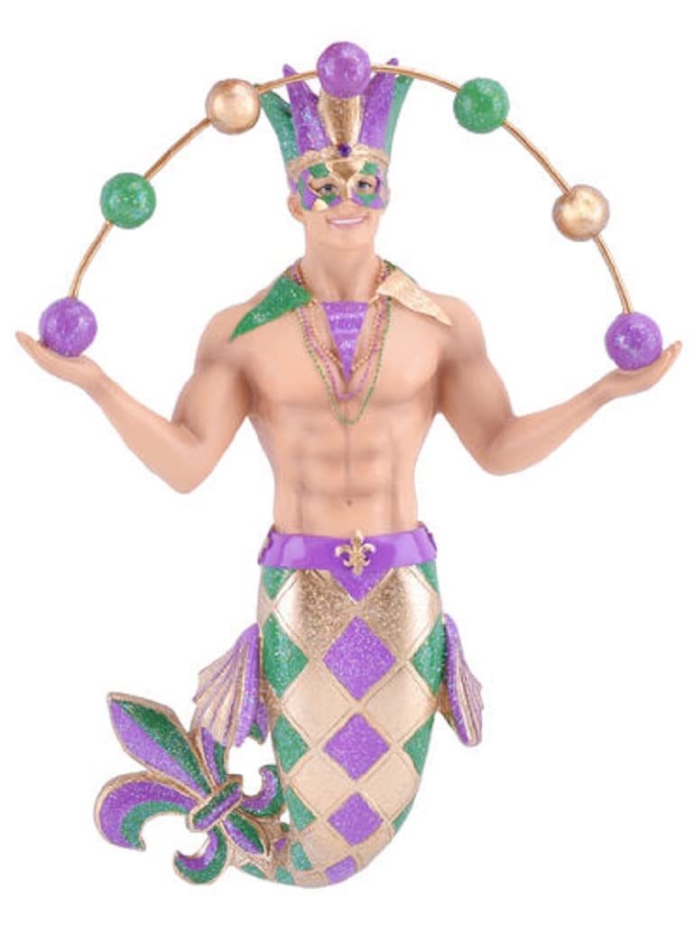 December Diamonds Merman Hanging Ornament Big Easy Mardi Gras Resin 8 Inches Christmas