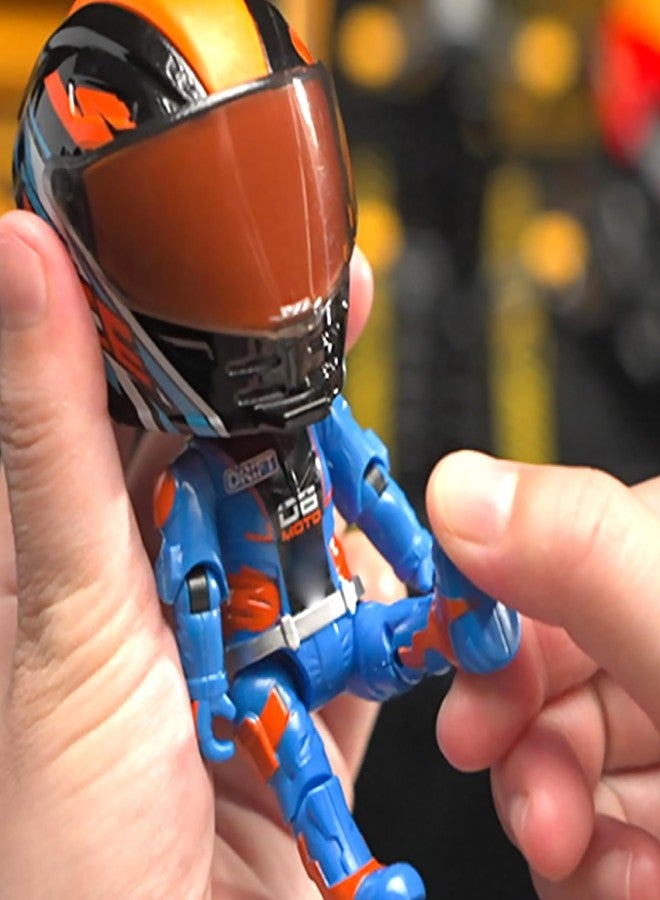 YaYplay MotoGP Helmet Metal Mini Figure, Die-Cast Transforming Action Figure, Poseable Racing Character with Helmet- Blue - Image 2