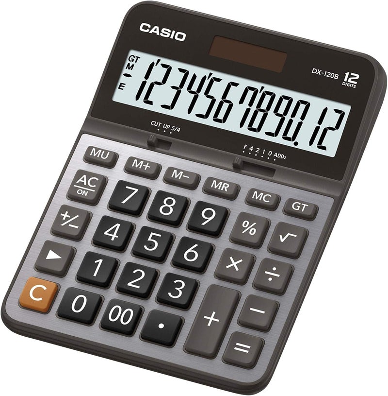 Casio DX-120B 12-Digit Desktop Calculator with Large Display, Dual Power, Tax Calculation & Professional Business Functions black