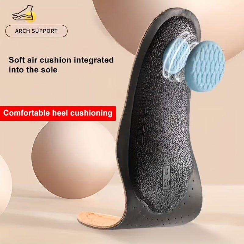 1 Pair Cowhide Arch Insoles Coffee Color With Heel Cushion Air Pads Comfortable Support Breathable Odor Resistant Unisex Long Lasting Casual Shoes Insert EU39 40 - Image 4