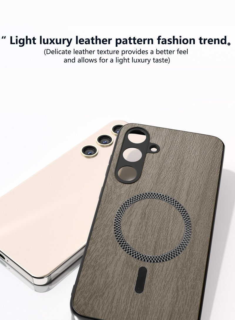 دبليو تيك غطاء خلفي قوي مضاد للصدمات مع مغناطيس Magsafe مصنوع من الخشب الصناعي لهاتف سامسونج جالاكسي S25 FE 5G 2025، غلاف من البلاستيك المقوى (MCMPMN) - خشب اللوز - Image 2