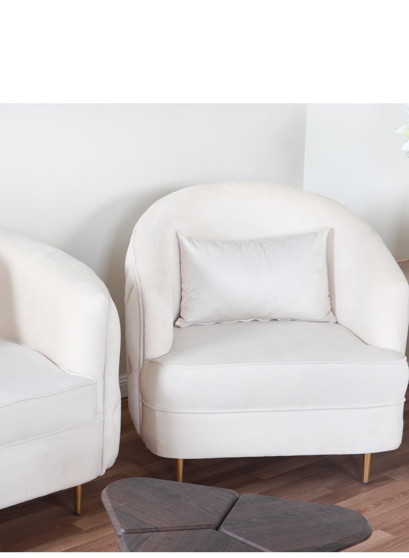 هوم فيو طقم لغرفه المعيشه أنيق مريح مع تصميم فاخر 5 قطع - 10 مقاعد - 2 كنبه 3 أفراد - كنبه فردين - 2 كرسى فرد أبيض - Image 5